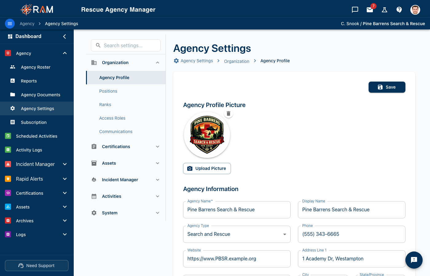 Agency Settings